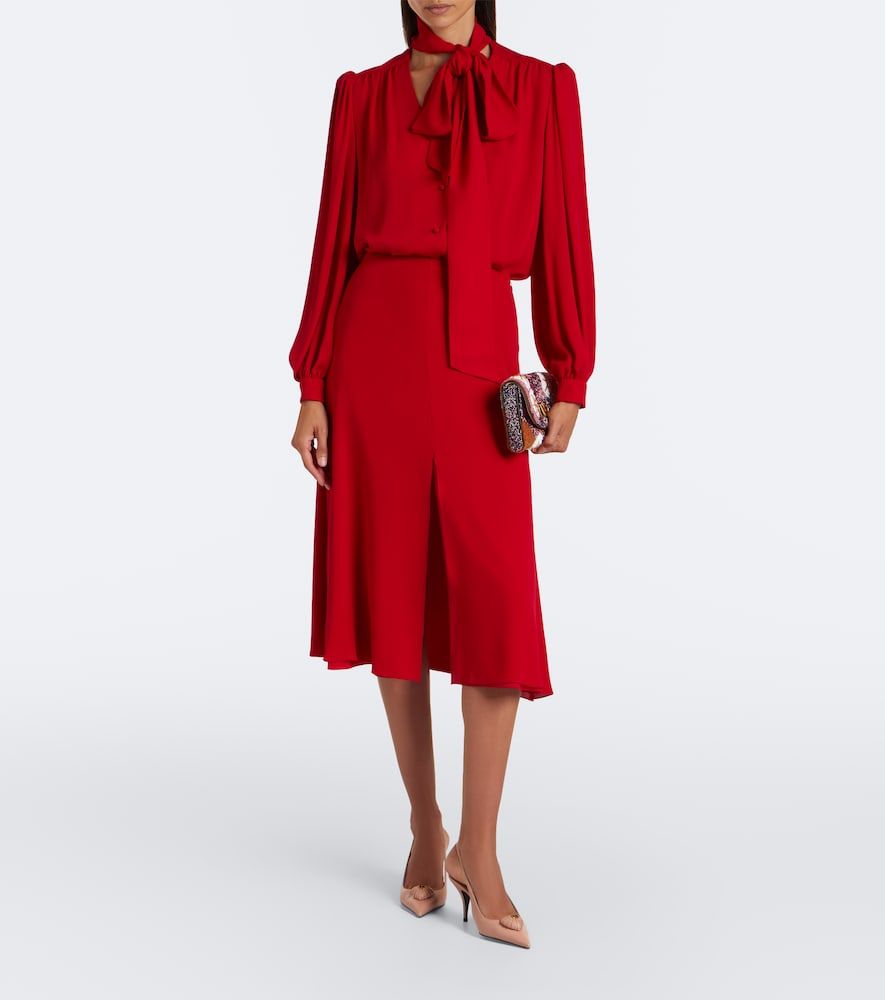 Tie-neck silk georgette blouse - Valentino - Modalova
