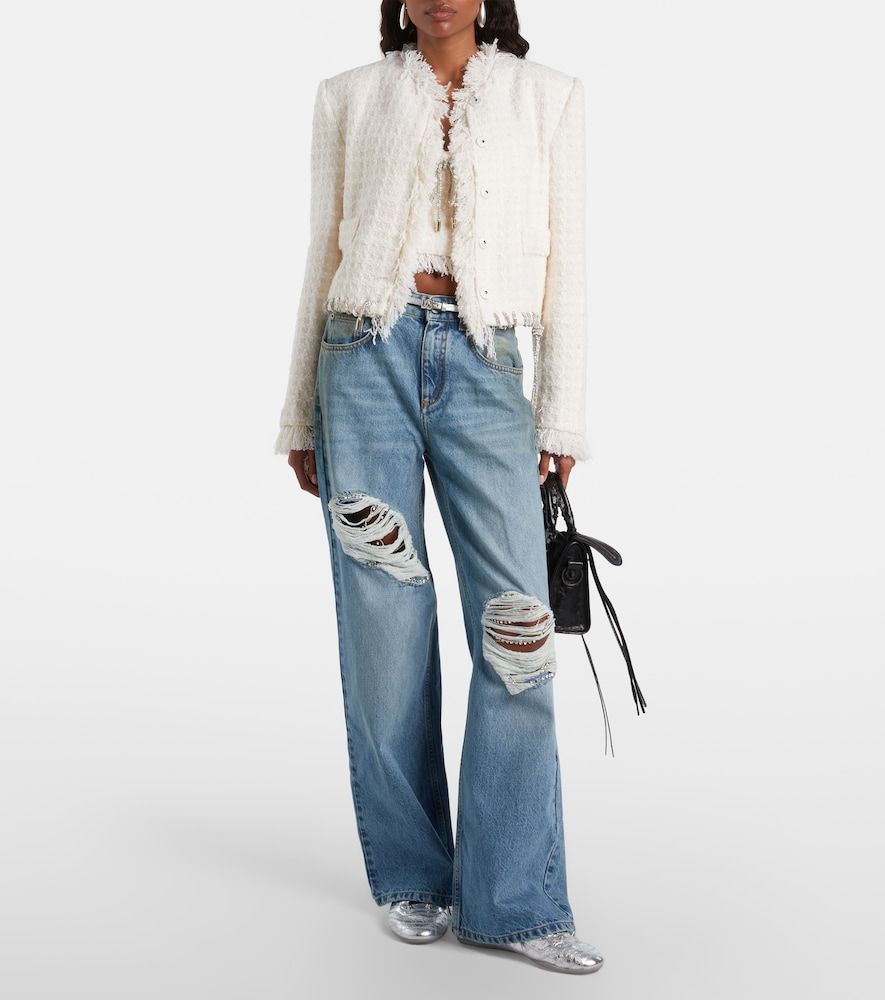 Distressed embellished wide-leg jeans - Area - Modalova
