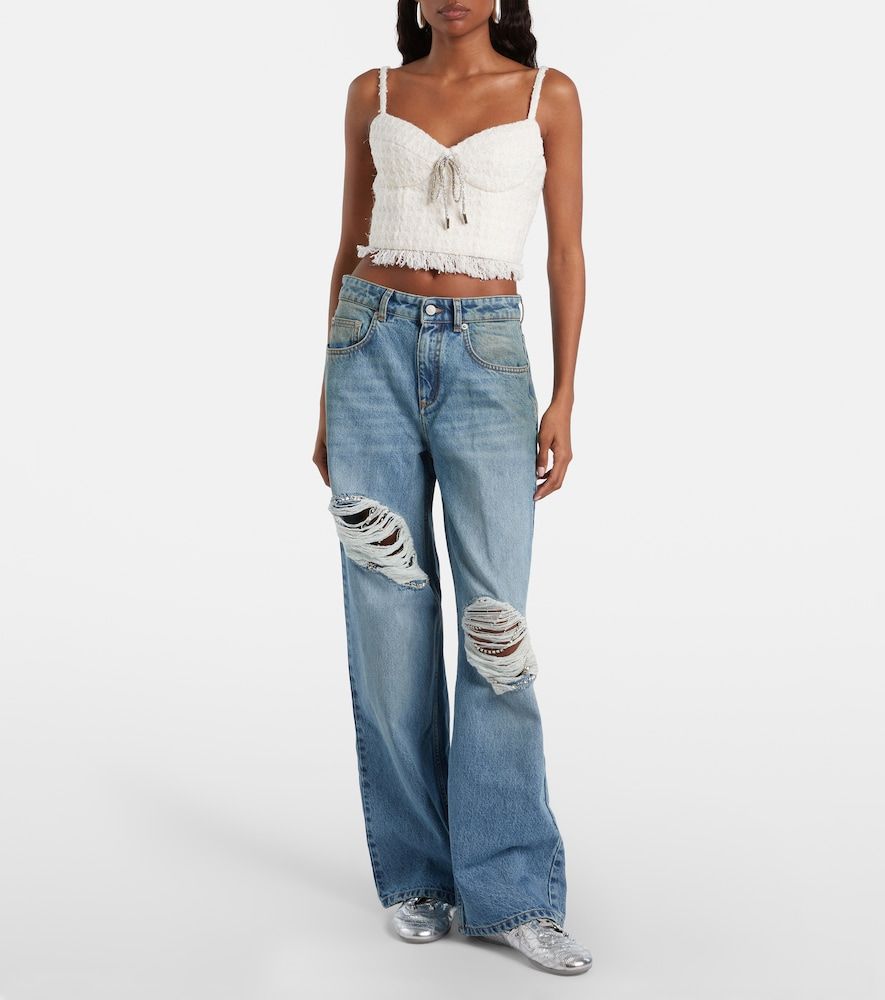 Distressed embellished wide-leg jeans - Area - Modalova