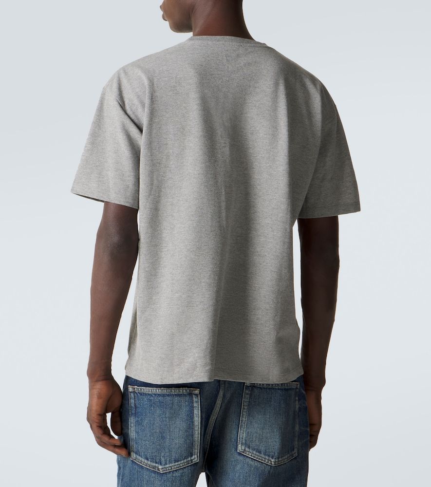 T-shirt Cassandre in piqué di misto cotone con logo - Saint Laurent - Modalova