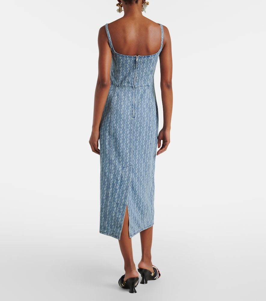 Abito midi in denim con stampa - Dries Van Noten - Modalova
