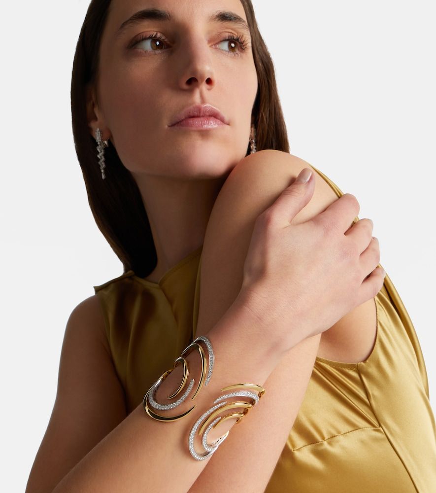 Golden Strada 18kt and white cuff bracelet with diamonds - Yeprem - Modalova