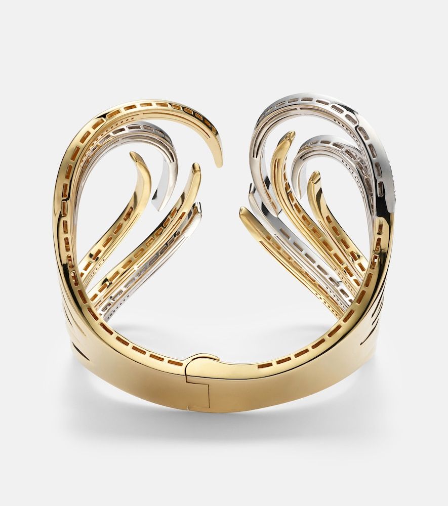 Golden Strada 18kt and white cuff bracelet with diamonds - Yeprem - Modalova