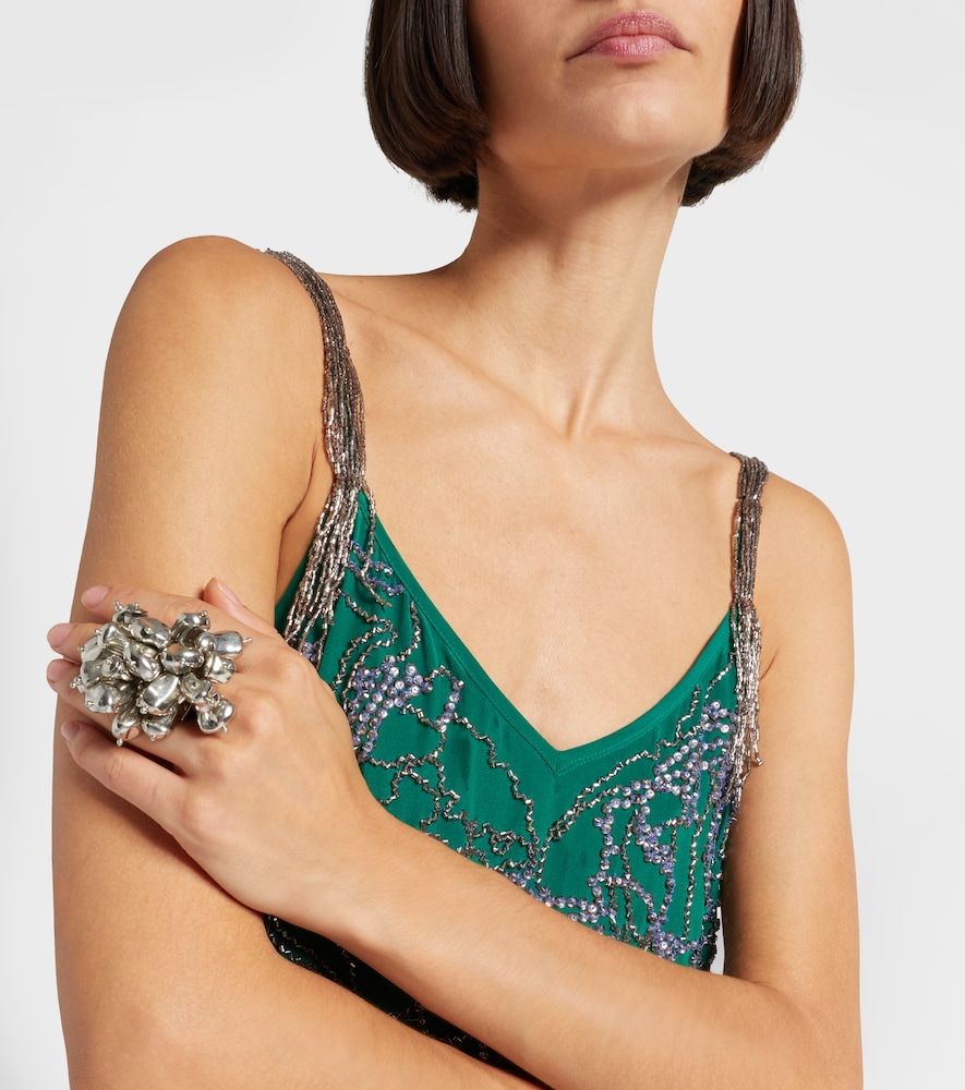 Abito sottoveste in seta con perline - Dries Van Noten - Modalova