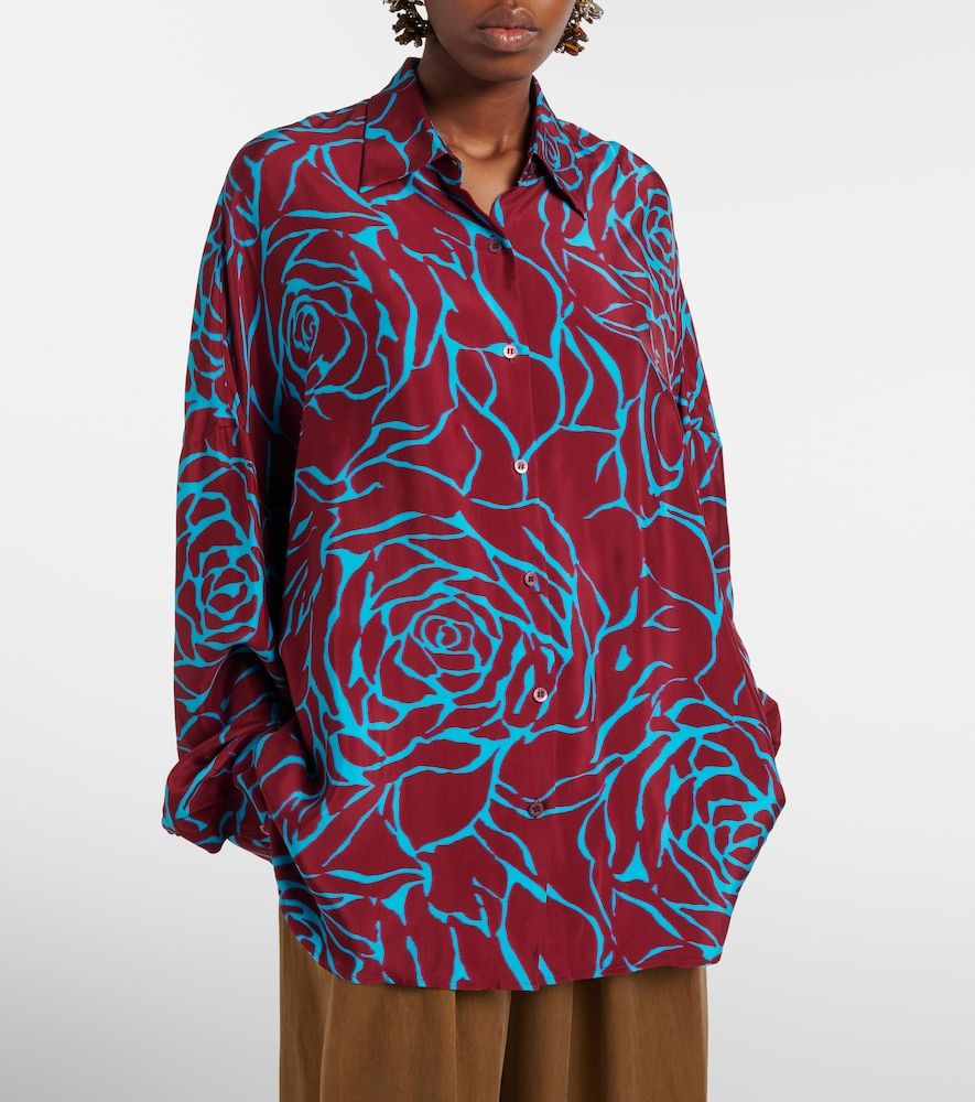 Printed oversized satin shirt - Dries Van Noten - Modalova