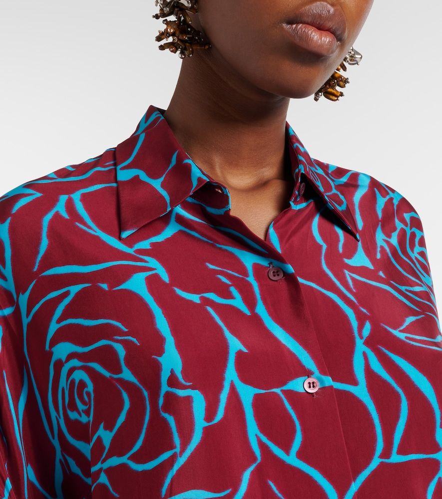 Printed oversized satin shirt - Dries Van Noten - Modalova
