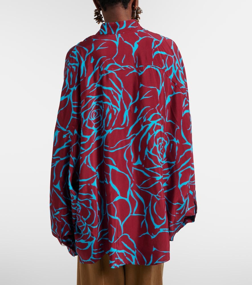 Printed oversized satin shirt - Dries Van Noten - Modalova