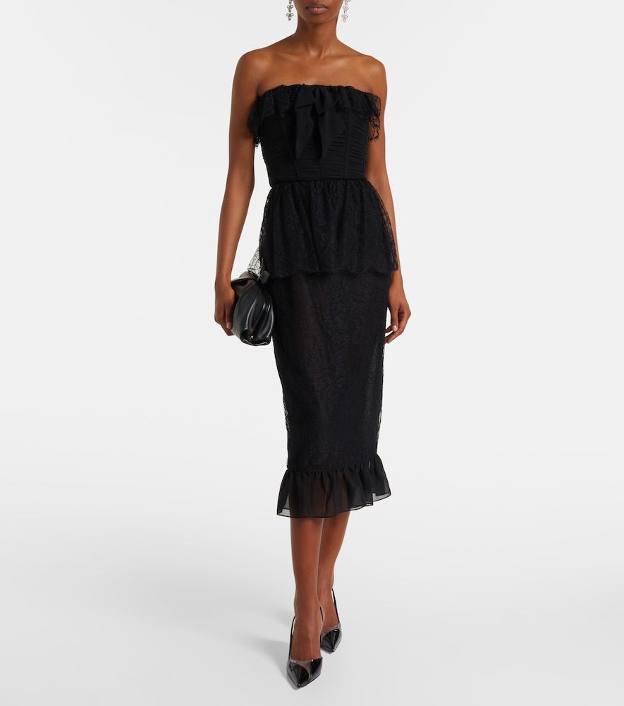 Lace and silk georgette bustier dress - Alessandra Rich - Modalova
