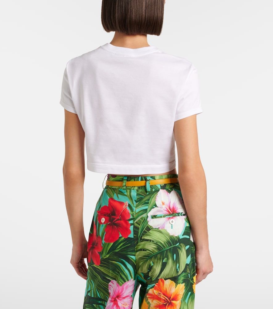 Crop top de algodón floral con logo - Dolce&Gabbana - Modalova