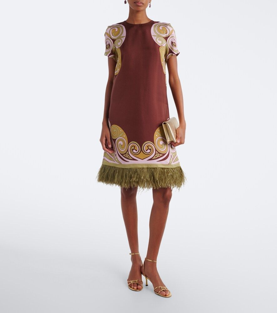 Kells Swirl feather-trimmed silk minidress - La DoubleJ - Modalova