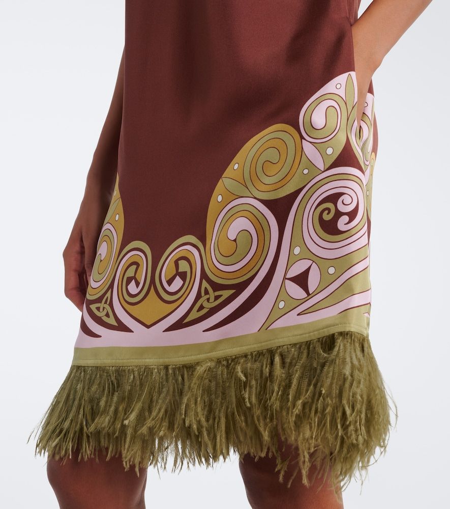 Kells Swirl feather-trimmed silk minidress - La DoubleJ - Modalova