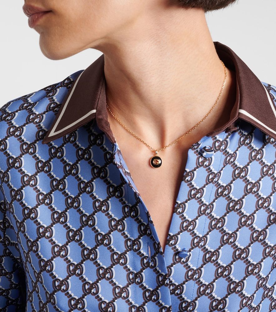Collar Interlocking G de oro de 18 ct con ónix y diamantes - Gucci - Modalova