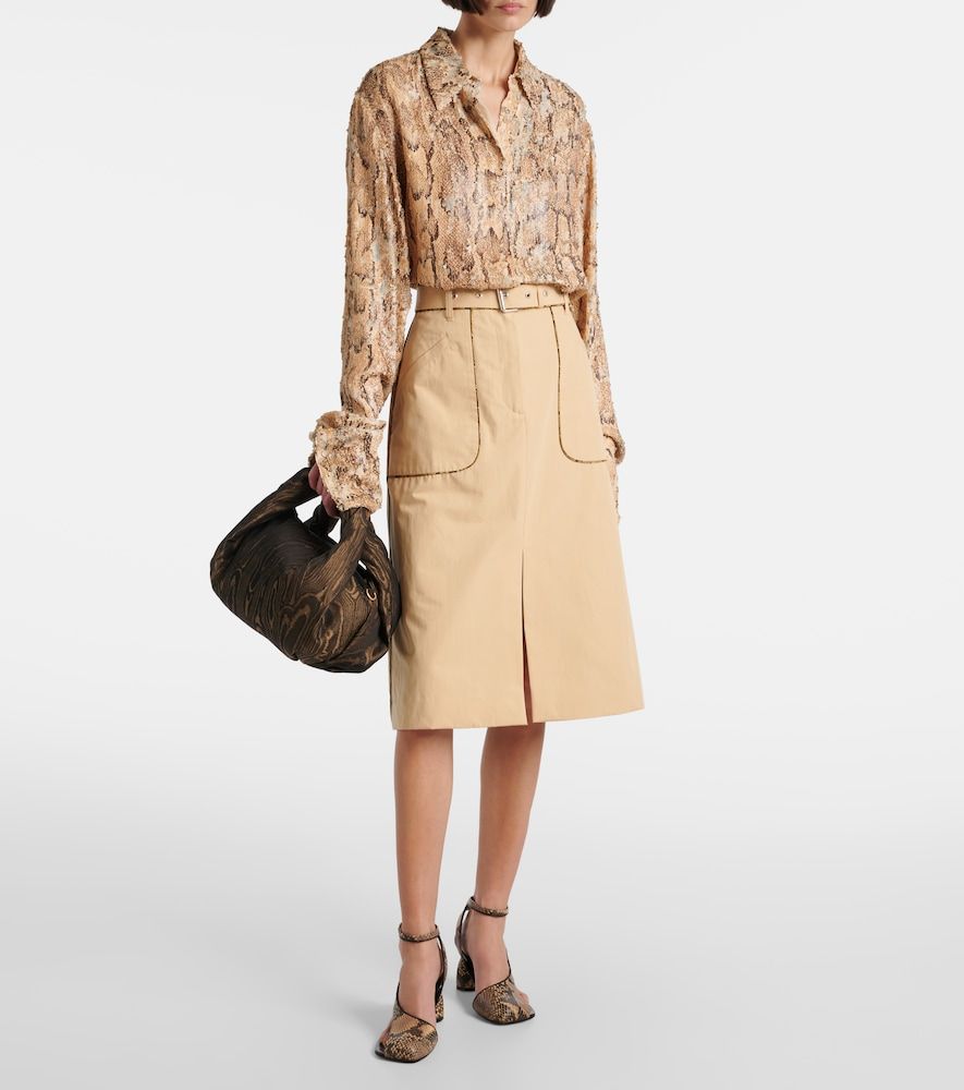 Gonna midi in popeline di cotone con cintura - Dries Van Noten - Modalova