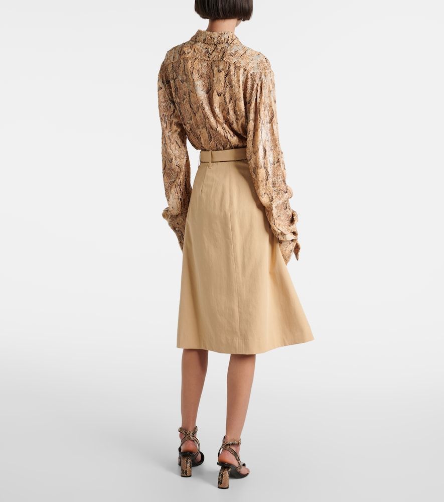 Falda midi de popelín de algodón con cinturón - Dries Van Noten - Modalova