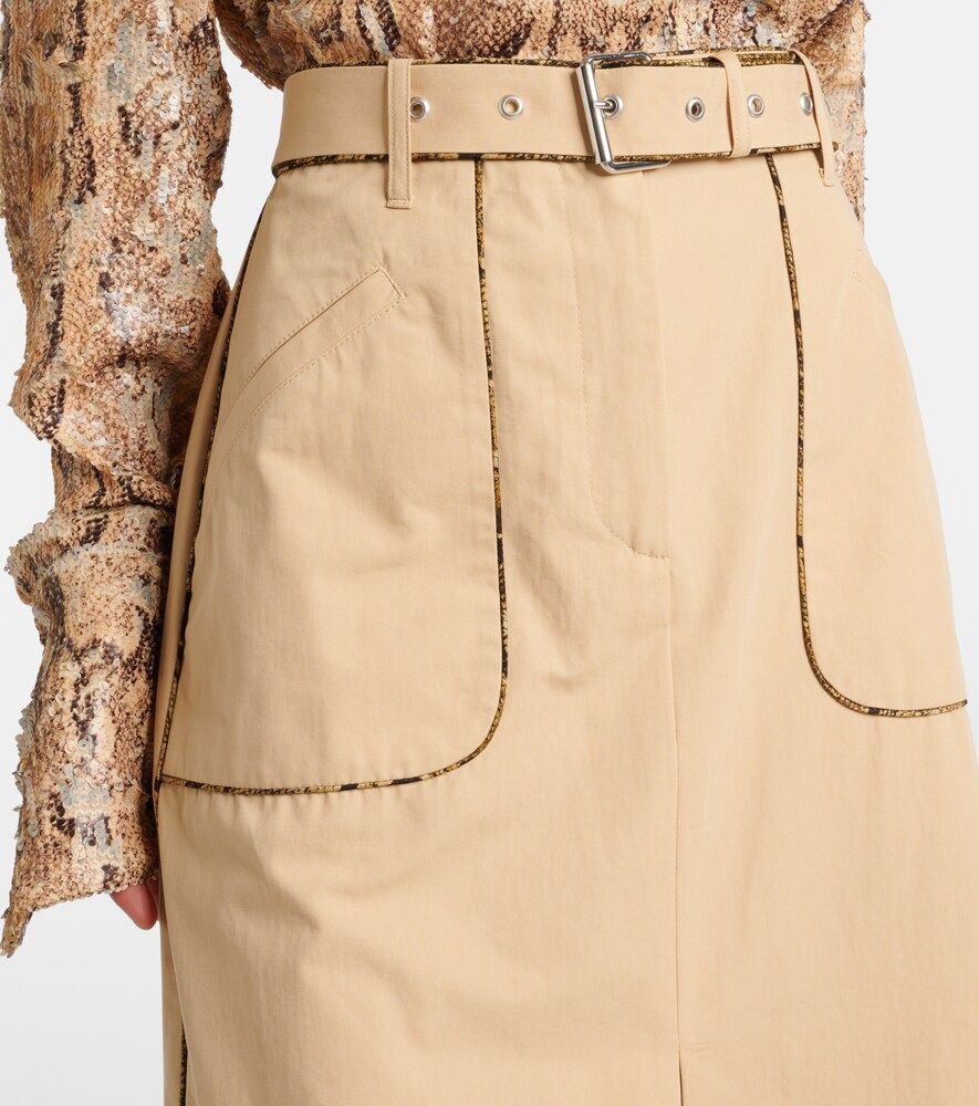 Falda midi de popelín de algodón con cinturón - Dries Van Noten - Modalova