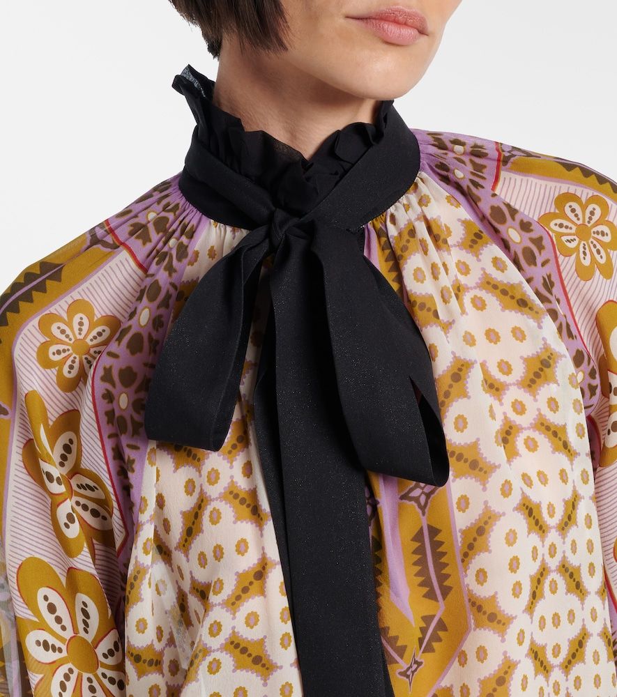 Cerere printed tie-neck silk blouse - La DoubleJ - Modalova