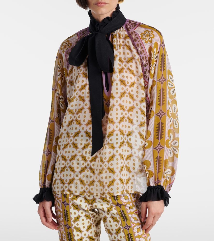 Cerere printed tie-neck silk blouse - La DoubleJ - Modalova