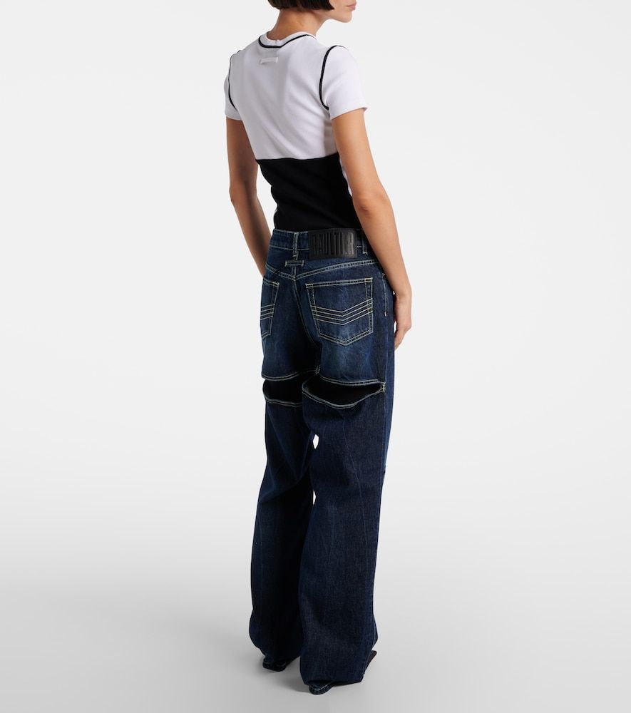 Jeans a gamba larga con cut-out e vita alta - Jean Paul Gaultier - Modalova