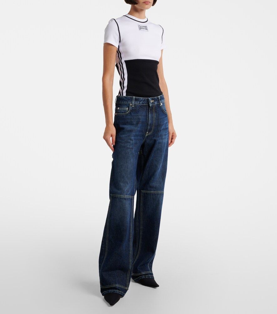 Jeans a gamba larga con cut-out e vita alta - Jean Paul Gaultier - Modalova