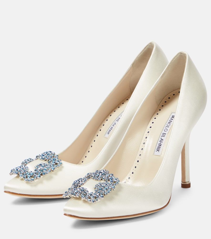 Bridal Hangisi 105 embellished satin pumps - Manolo Blahnik - Modalova