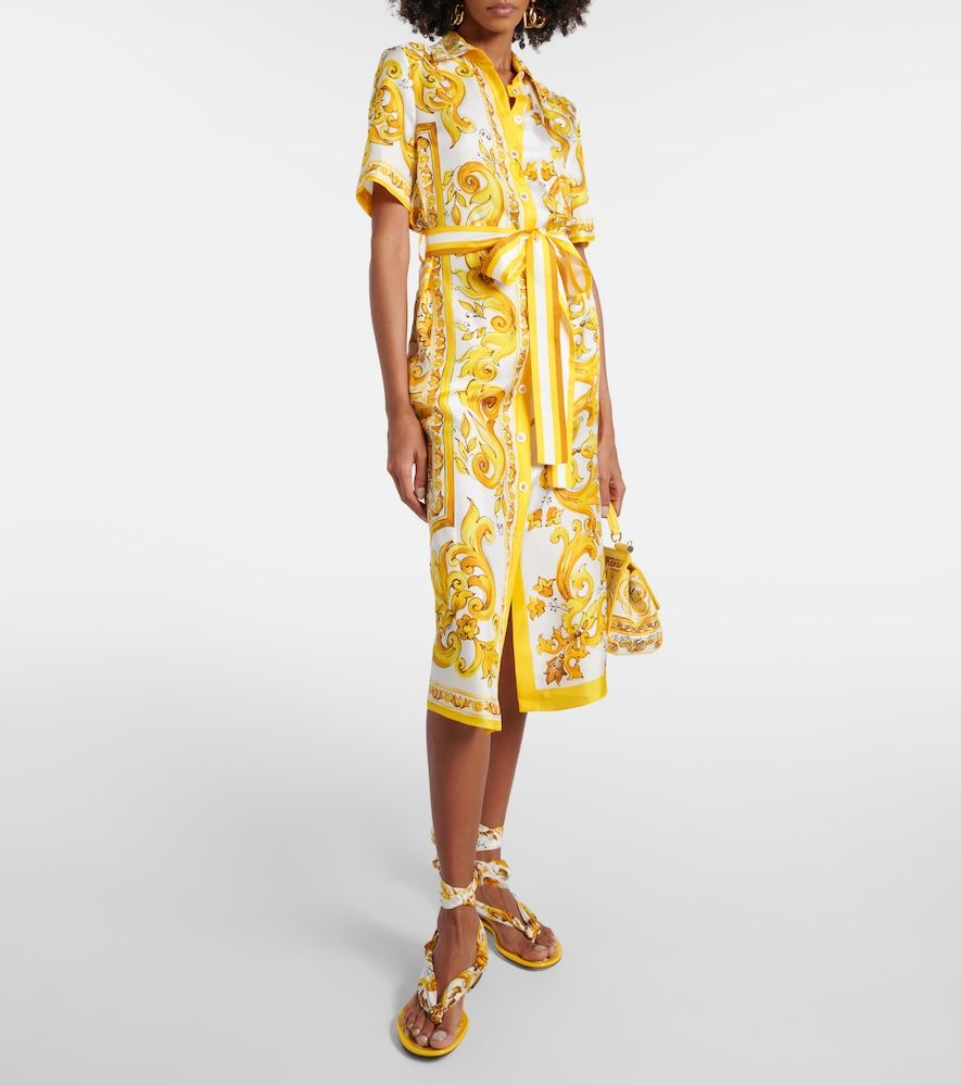 Vestido camisero Majolica de sarga de seda - Dolce&Gabbana - Modalova