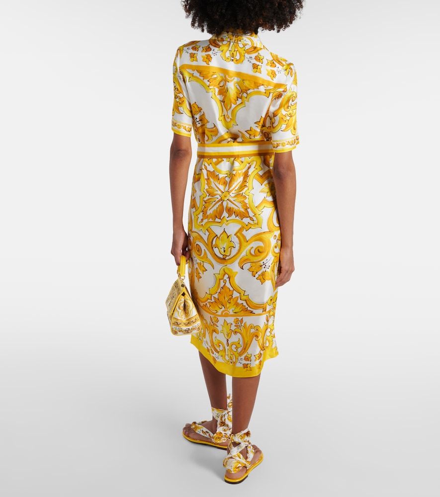 Vestido camisero Majolica de sarga de seda - Dolce&Gabbana - Modalova