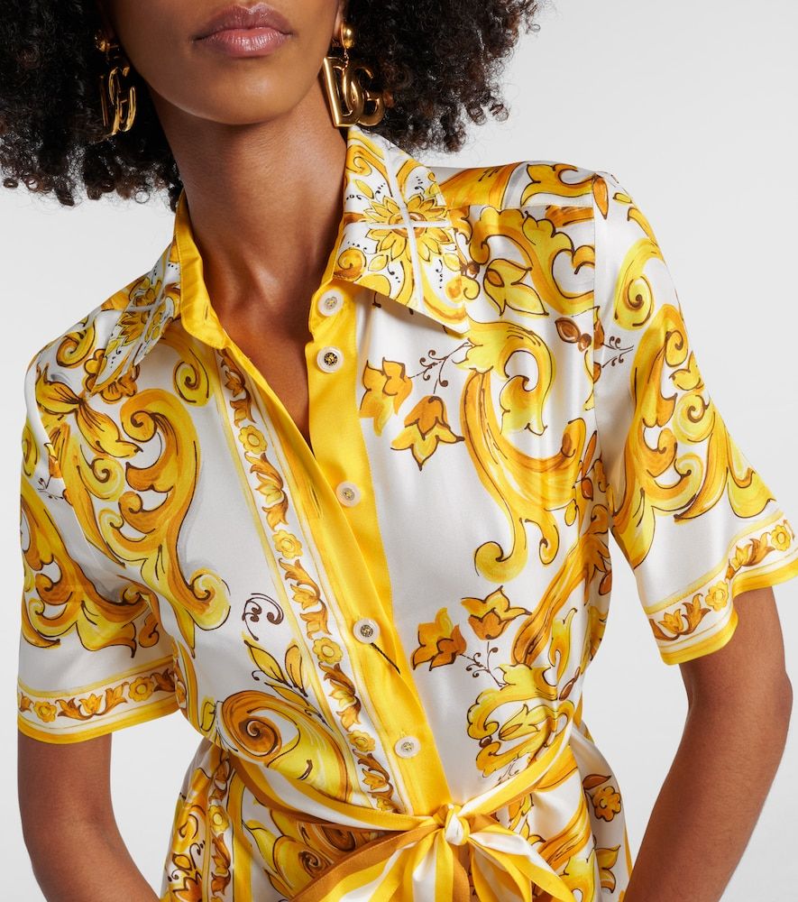 Vestido camisero Majolica de sarga de seda - Dolce&Gabbana - Modalova