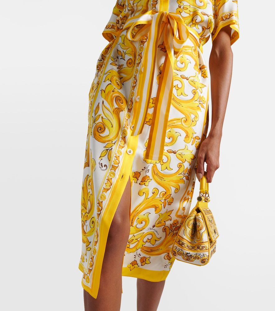 Vestido camisero Majolica de sarga de seda - Dolce&Gabbana - Modalova