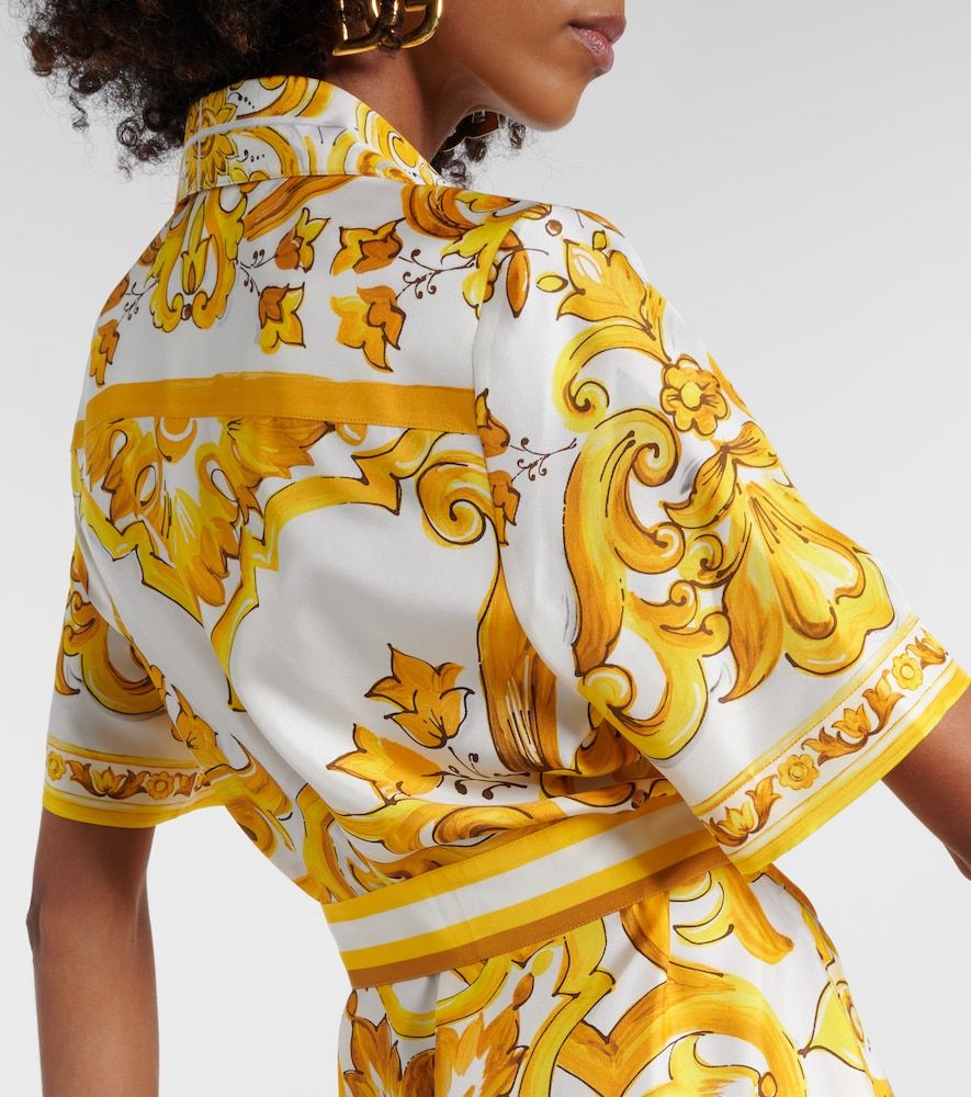 Vestido camisero Majolica de sarga de seda - Dolce&Gabbana - Modalova
