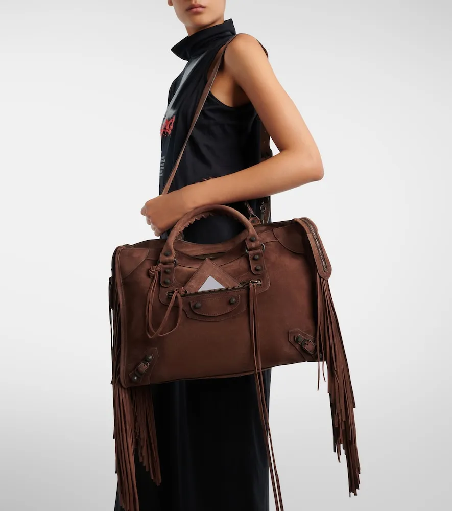 Le City Medium suede top-handle bag - Balenciaga - Modalova