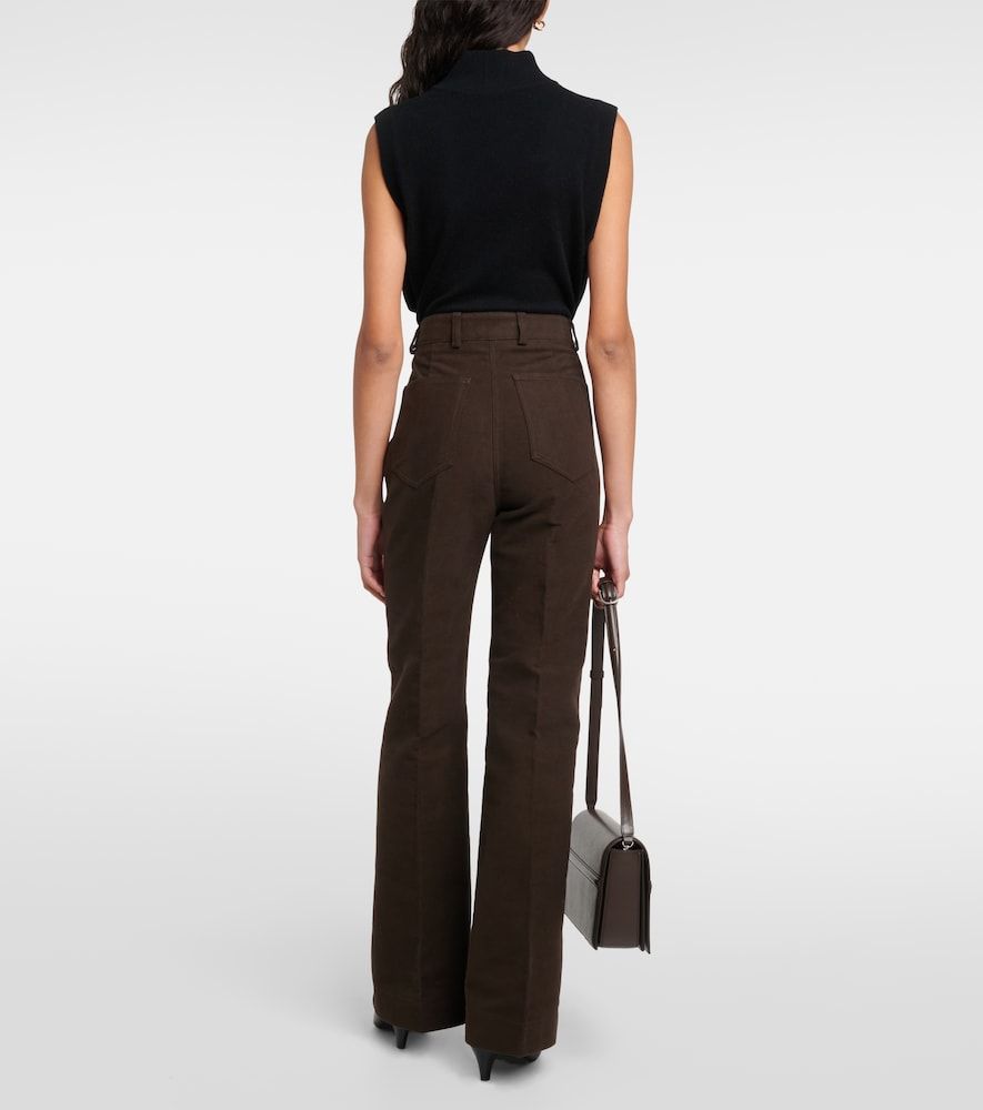 High-rise velour straight pants - Toteme - Modalova
