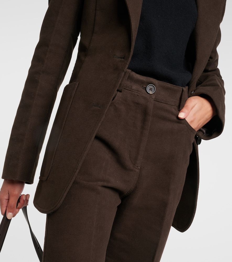 High-rise velour straight pants - Toteme - Modalova