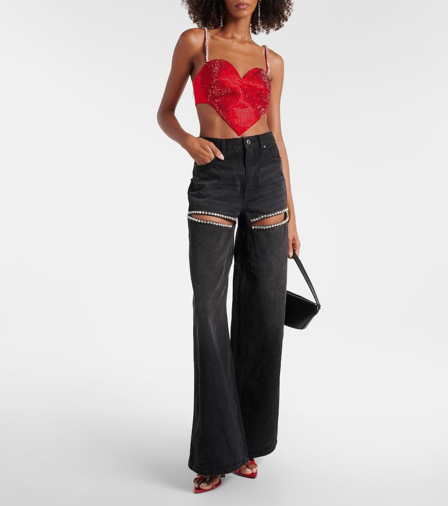 Crystal-embellished wide-leg jeans - Area - Modalova