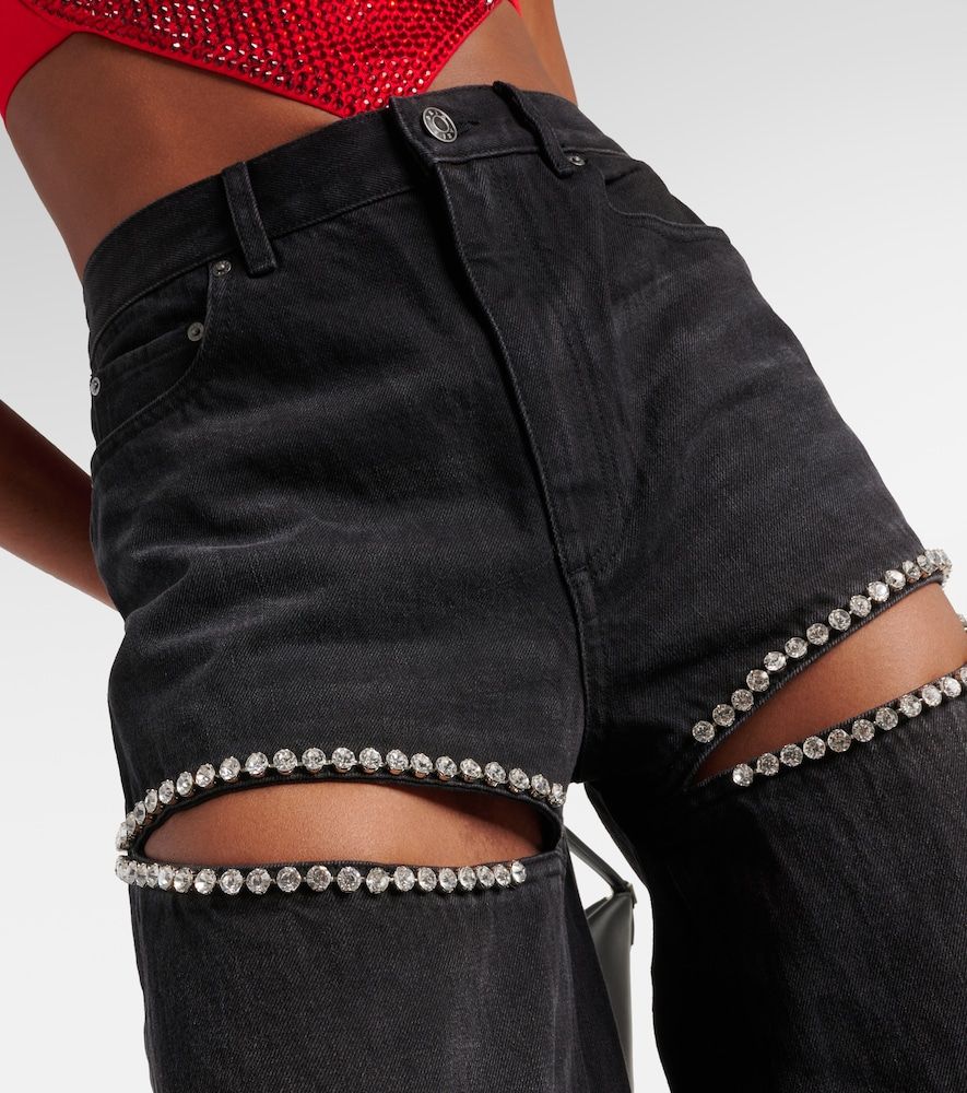 Crystal-embellished wide-leg jeans - Area - Modalova