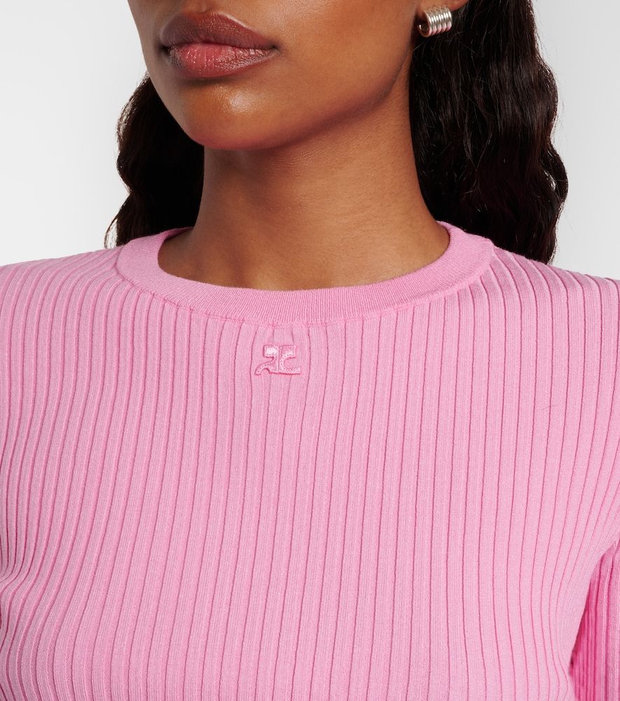 Courrèges Crop top acanalado con logo - Courreges - Modalova