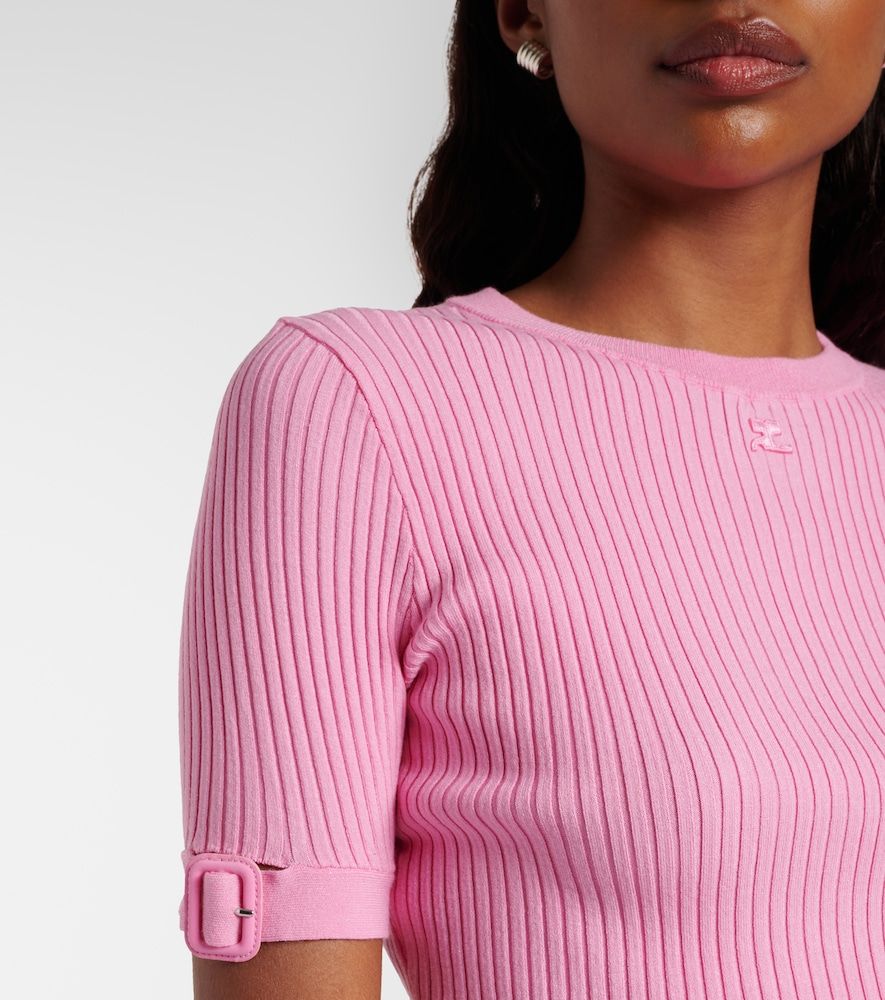 Courrèges Crop top acanalado con logo - Courreges - Modalova