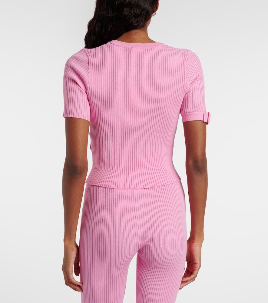 Courrèges Crop top acanalado con logo - Courreges - Modalova