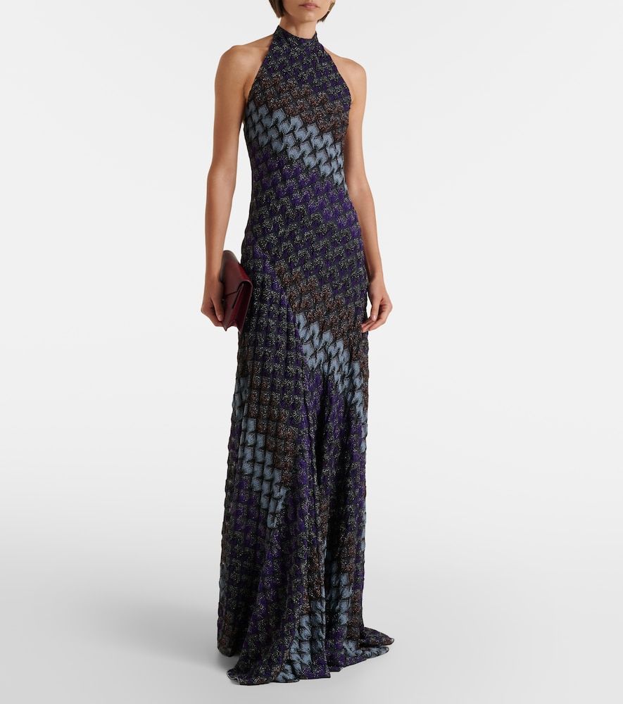 Halterneck knitted lame gown - Missoni - Modalova