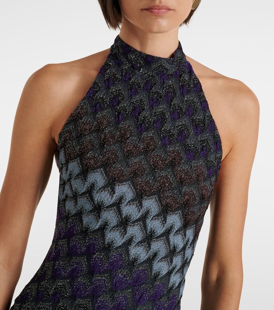Halterneck knitted lame gown - Missoni - Modalova