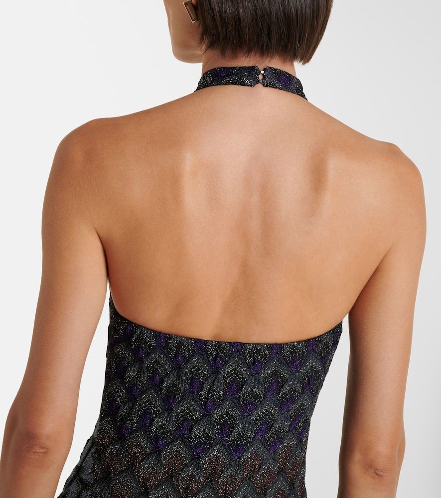 Halterneck knitted lame gown - Missoni - Modalova
