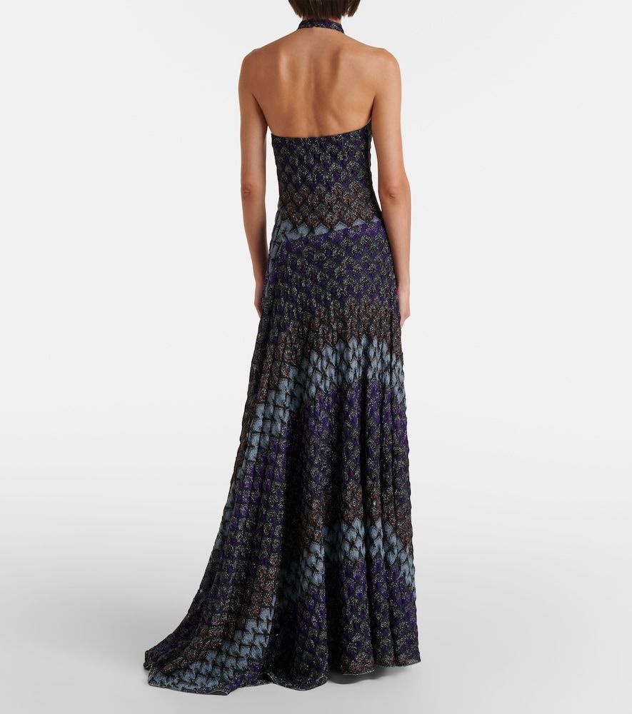 Halterneck knitted lame gown - Missoni - Modalova