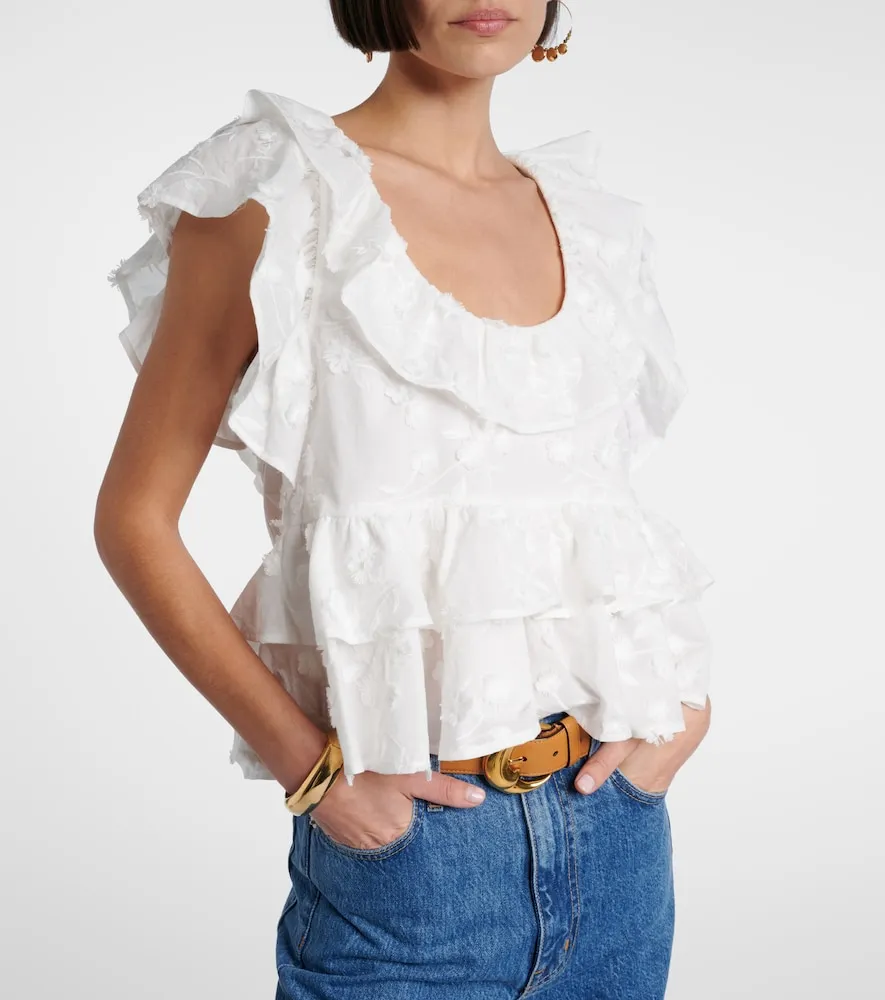 Top Slees de algodón con volantes - Dorothee Schumacher - Modalova