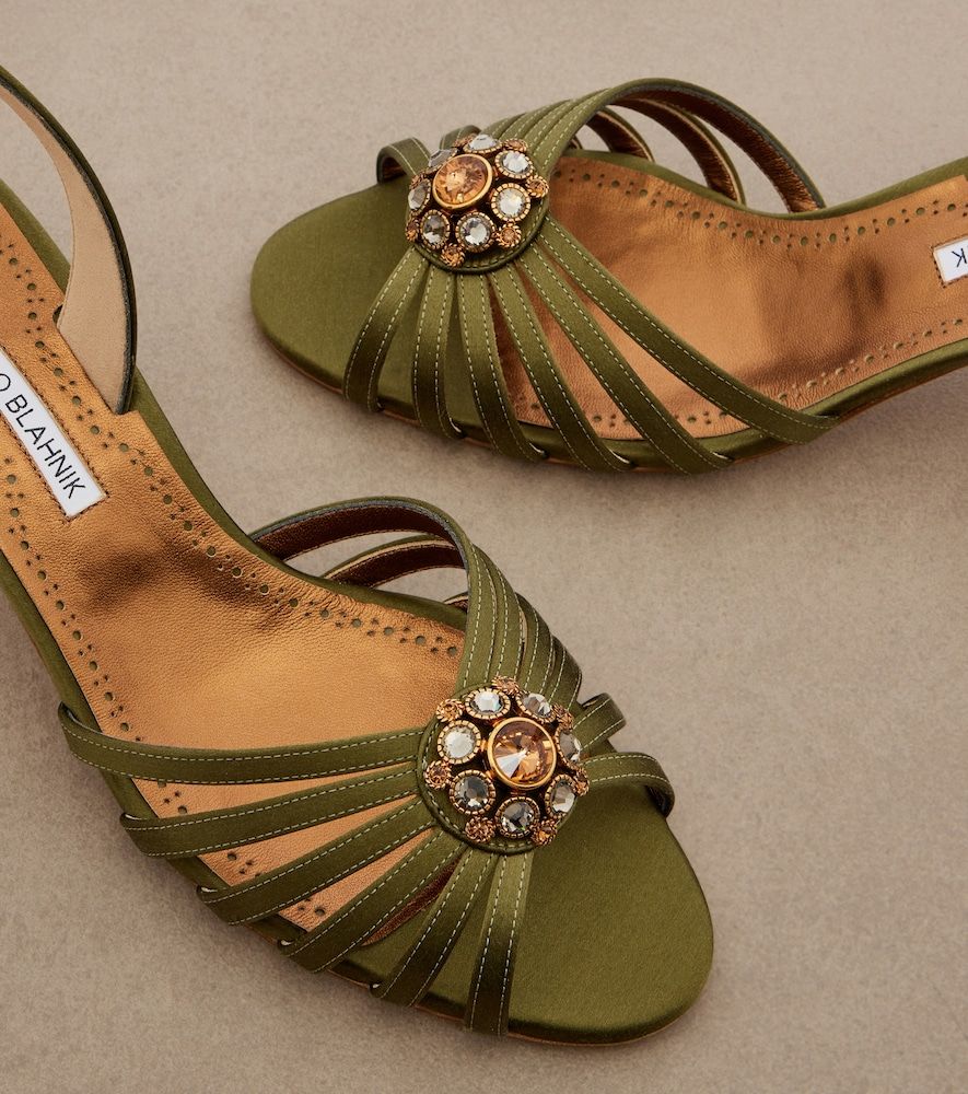 Verzierte Slingback-Sandalen Fulmasli aus Satin - Manolo Blahnik - Modalova