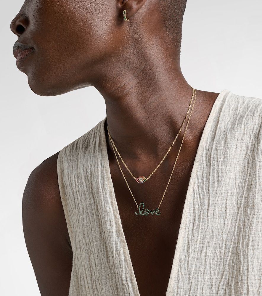 Collar Medium Love de oro amarillo de 14 ct con diamantes - Sydney Evan - Modalova