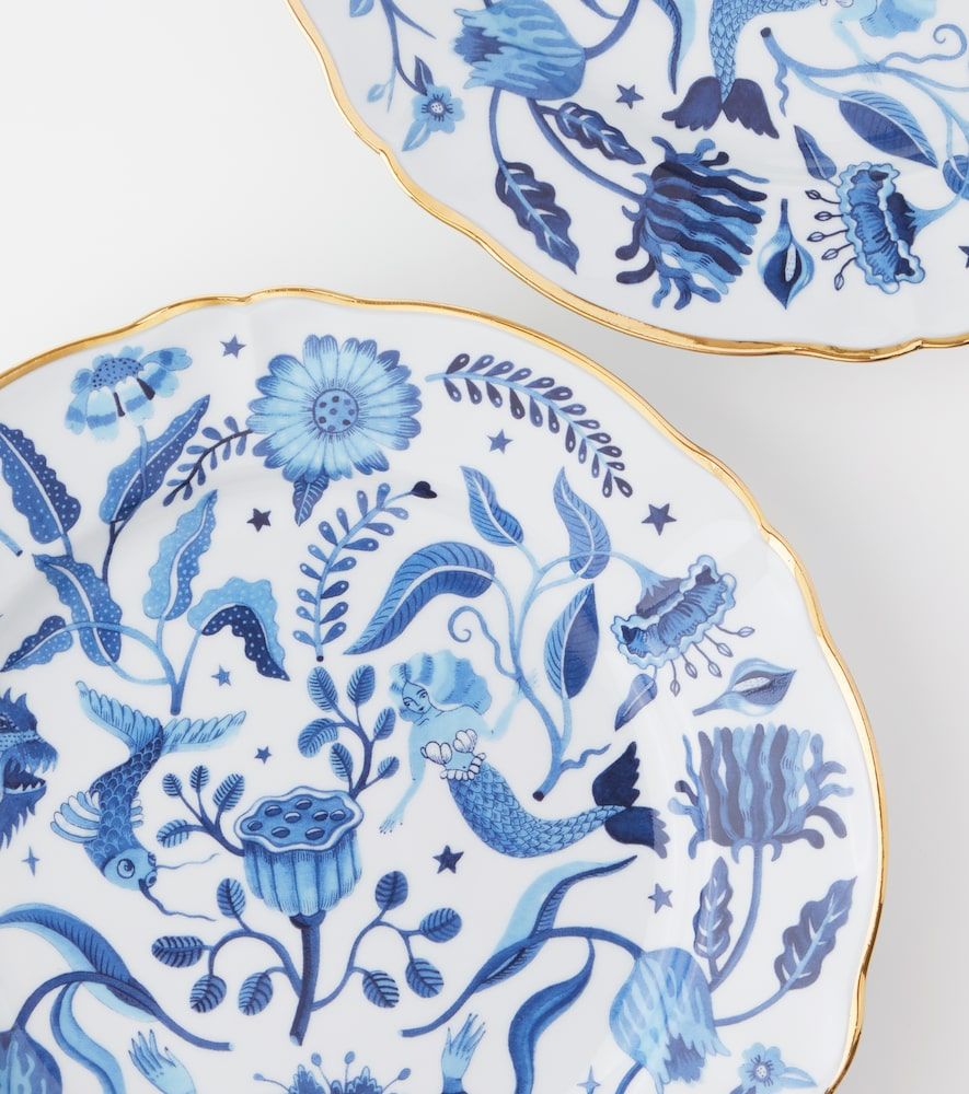 Set de 4 platos llanos Marino de porcelana - Bitossi - Modalova
