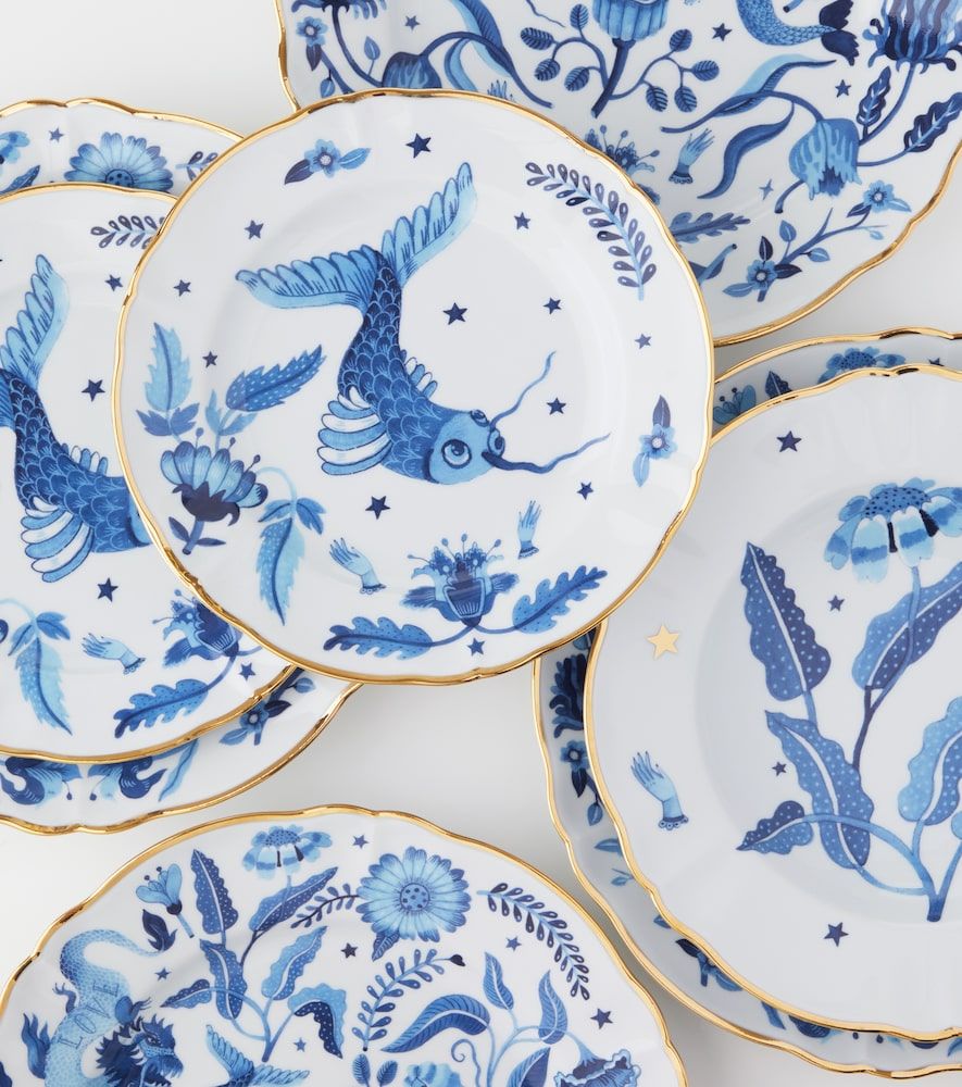 Set de 4 platos llanos Marino de porcelana - Bitossi - Modalova