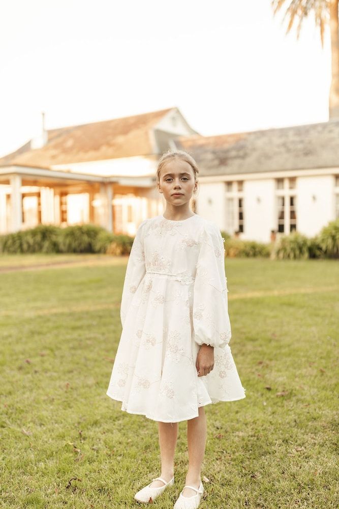 Vestido de algodón con manga abullonada - Petite Amalie - Modalova