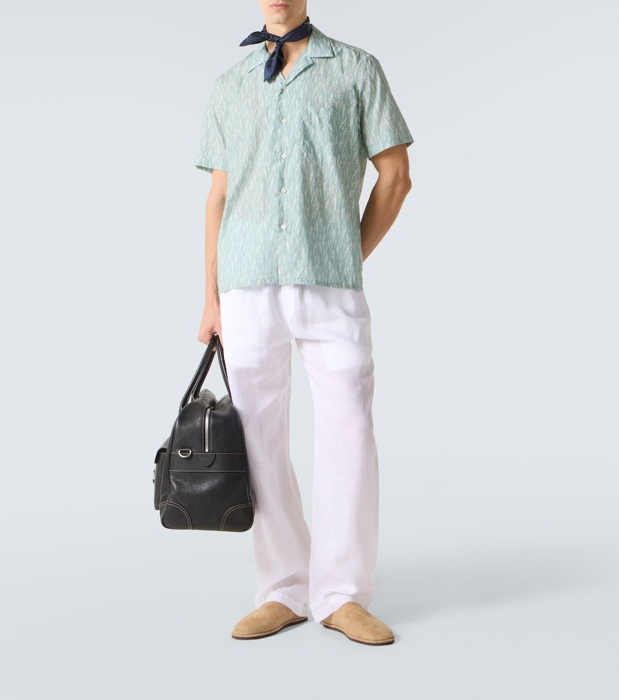 Printed cotton-blend bowling shirt - Canali - Modalova