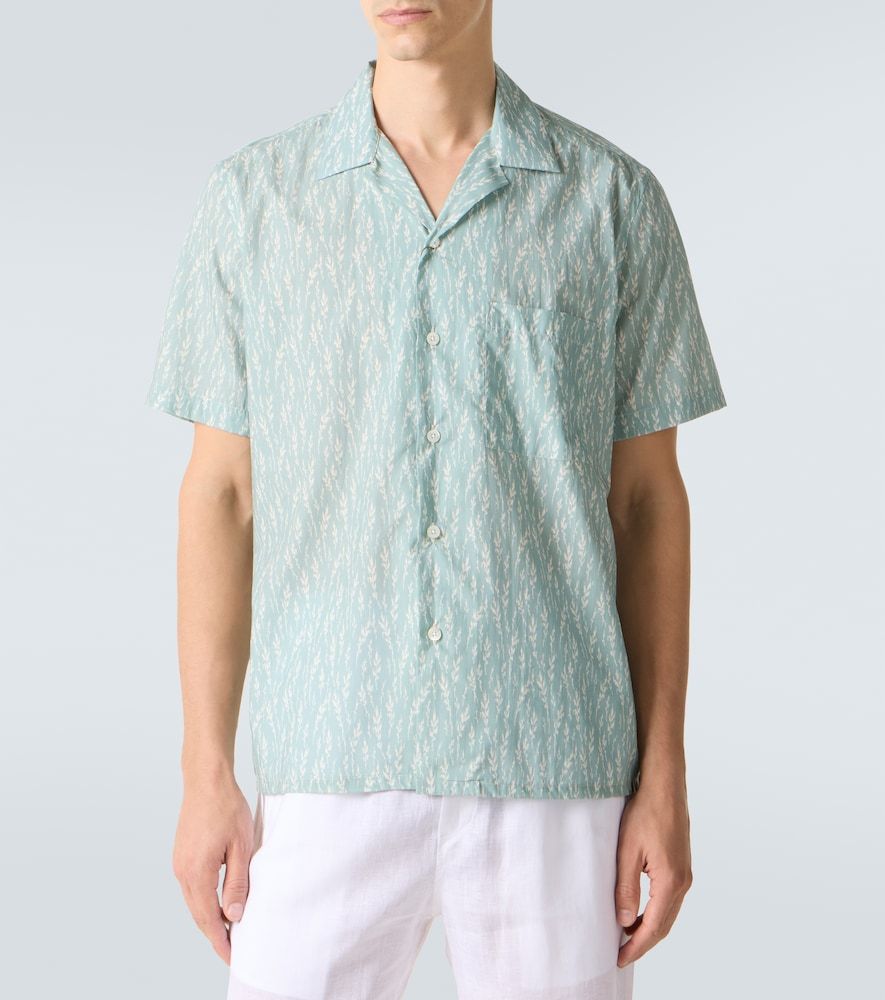 Printed cotton-blend bowling shirt - Canali - Modalova