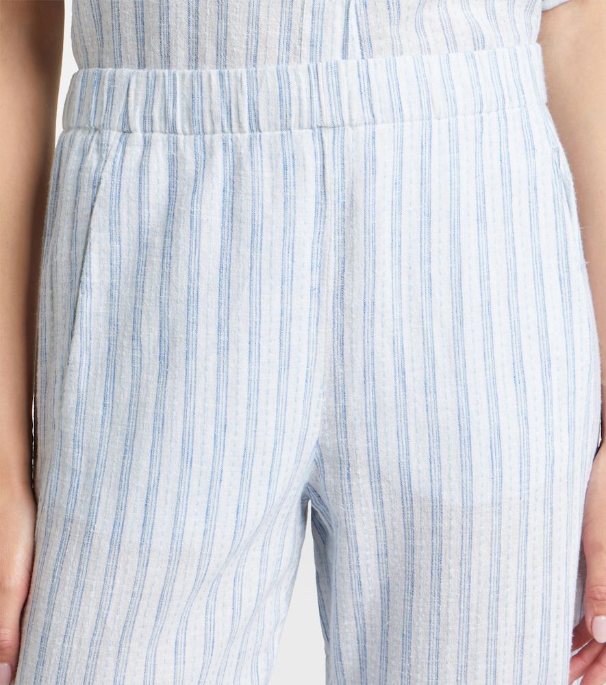 Pantalones anchos Evony en mezcla de algodón y lino a rayas - Velvet - Modalova